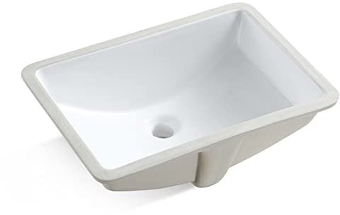 MEJE #202F-1_20.9 pulgadas fregadero de porcelana bajo encimera, lavabo rectangular para lavabo, lavabo bajo encimera, blanco
