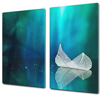 Tagliere in VETRO temperato – Proteggi-piano di lavoro e spianatoia – Copri-piano cottura – pezzo UNICO (60x52cm) o DUE pezzi (30x52cm ognuno); D34 Serie Natura