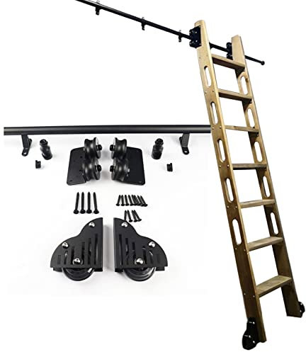 BRJOY Sliding Ladder Kit Rolling Library Rail Track Heavy Duty Slide Rails | Ladders for Bookshelf Warehouse Bar Closet Set Mobile Hardware (Without Ladder), Onecolor, 13ft/400cm