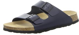 Natural Sense Unisex Hausschuhe Pantolette Sandale Leder Navy 1095020, Schuhgröße:48 EU