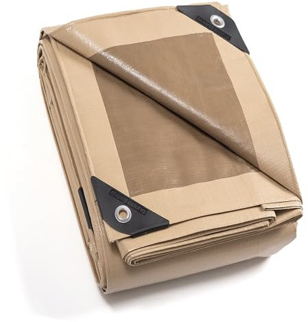 GUARD SHIELD Bâche de Protection Bâche Imperméable étanche 3x6m Beige/Kaki 160g/m² Polyéthylène Bâches UV Résistant avec œillets