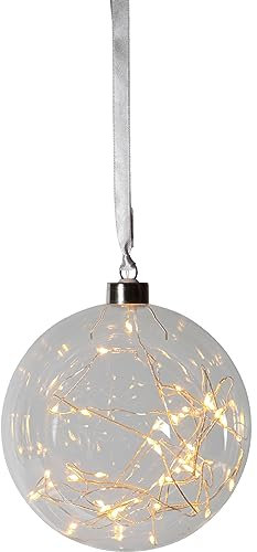 EGLO LED-Weihnachtskugel für Innen, beleuchtete Glaskugel zum Aufhängen, transparente Leuchtkugel zum Hängen, warmweiß, Strom-Betrieb, Ø 15 cm