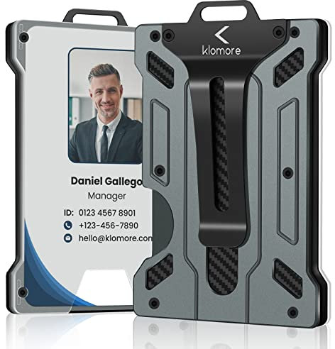 KLOMORE Kartenetui Herren mit Ausweishalter Geldbörse Klein Slim Wallet RFID Schutz Geldbeutel Portmonee Portemonnaie Kreditkartenetui