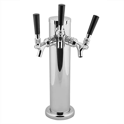 Triple Tap Beer Dispenser Tower,Draft Beer Tower Dispenser,Edelstahl Triple Tap 3 Wasserhähne Fassbierzapfanlage für Bar Home Brew Kegerator