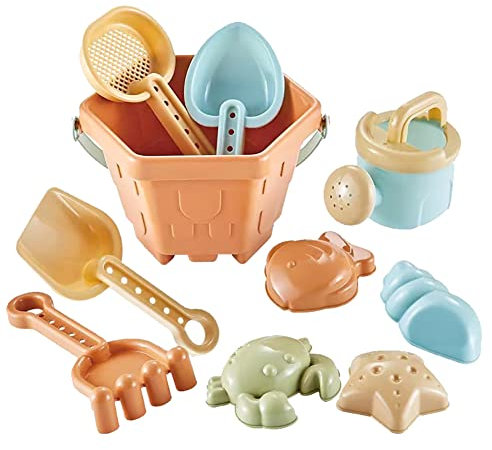 LICHENGTAI Bolsa Juguetes Playa Malla para Niñas Niños, con Cubo de Arena Regadera, Pala, Rastrillo, para Nadar Y Jugar en La Piscina para Niños Juguetes para Niños