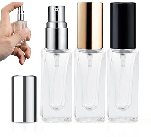 FESSOSKO 3 Stück Tragbarer Mini Parfüm zerstäuber für unterwegs, Praktischer Parfüm Abfüller 5ML, Leere Zerstäuber Sprühflasche aus Glas für Reiseurlaub (Transparent)
