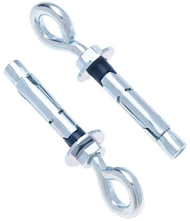 M10 Bullone a occhiello per pareti in calcestruzzo con tassello in acciaio expandabe, 12mm manicotto di metallo e 10x70mm bullone di ancoraggio a gancio con dado esagonale, per materiali solidi (4pz)