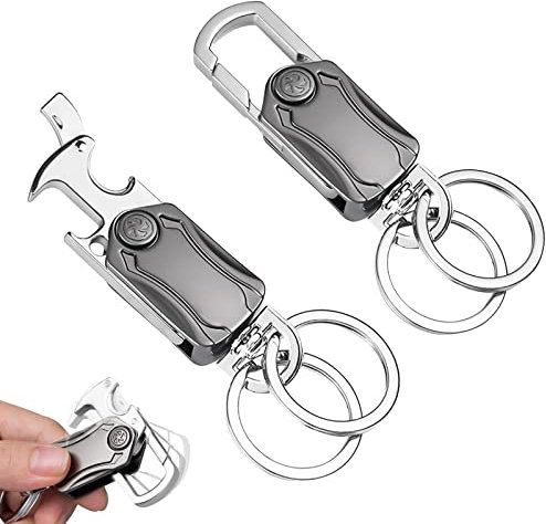 xianzhanEU 2 Pièces Porte Clef Multifonction, Porte clef Voiture, Décapsuleur Metal Ouvre-Bouteille, Conception Flexible, pour Maison, Bureau et Bibelots