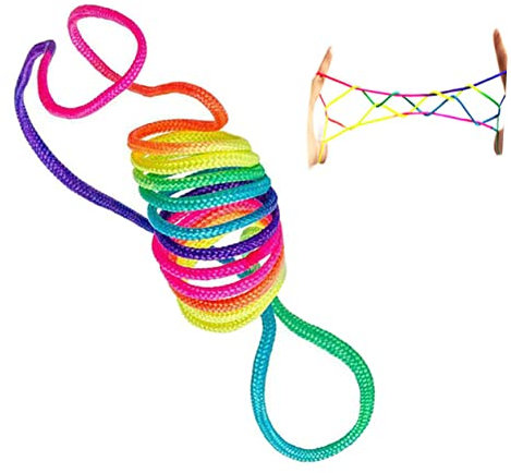 Alasum 6pcs Strings Bassinet Braided Rope Rainbow Cat Cats Cradle String Game Colorful Ropes for Braiding Cats in The Cradle String DIY String Rope Finger Turn Over Rope Braid Rope