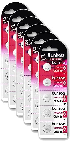 Uniross - Pack de 6 pilas de litio CR1616, 3 V