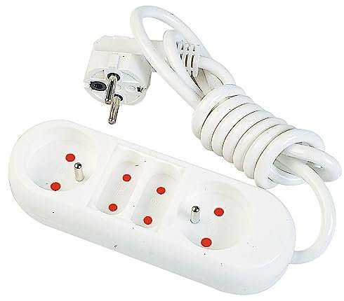 Regleta con 4 enchufes, 2 Tomas 6A + 2 Tomas 16A + Tierra