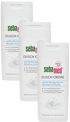 3 Stück Vorteilspack SEBAMED Dusch-Creme mit Mizellen-Komplex 200 ml, hilft Feuchtigkeit in der Haut zu speichern, sie vor Austrocknung zu schützen und geschmeidig zu erhalten, 3 x 200 ml