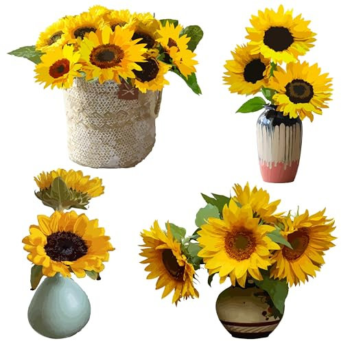 GORGECRAFT 4 Stile Sonnenblumen-Fensteraufkleber 16cm Frühlings- Und Sommer-Fensteraufkleber PVC-Alarmaufkleber Für Fenster Tür Glas Für Vögel Hunde Streiks Wasserfeste Fensteraufkleber Büro zubehör
