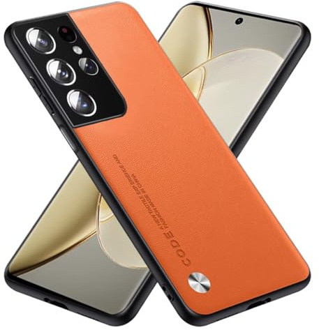 RankOne Hülle kompatibel mit Samsung Galaxy S21 Ultra (6.8), Stoßfeste Silikonhülle Handyhülle - Orange