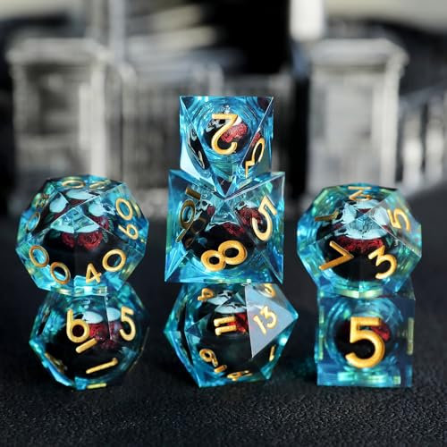 DND Würfel Set Schädel Augapfel Polyedrische Harz Spielwürfel Scharfkantige D&D Rollenspiel-Würfel für Dungeons and Dragons RPG MTG Ttrpg Pathfinder Rollenspiel D20 D12 D10 D8 D6 D4 mit Geschenkbox