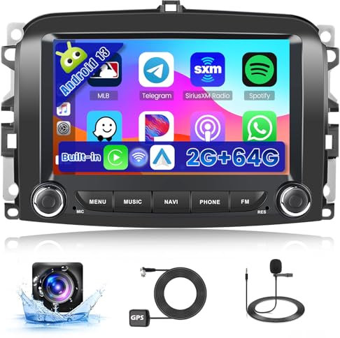 2G+64G Android 13 Autoradio per Fiat 500L 2013-2019 con Wireless Carplay Android Auto 7 Pollici Schermo Bluetooth Autoradio Touch Display Radio Supporta GPS WiFi FM RDS Telecamera Posteriore