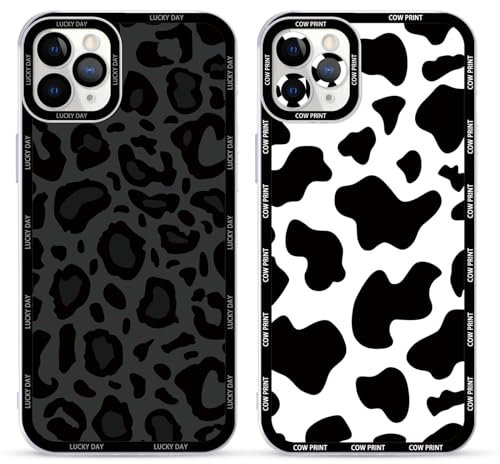 Foonary 2 Pack Clear Set Suitable for iPhone 11 Pro Max Transparent 6.5, Phone Case With Leopard Beautiful Fun Aesthetic Pattern Cover, Soft Silicone Shockproof Protective Box, for iPhone 11 Pro Max