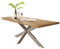 Liadomo Diala Esstisch, Esszimmertisch, Baumkante, Tischplatte 35 mm, natürlicher Look, Industrial Style, Massivholz, 220 x 100, Akazie massiv Natur lackiert + Spider-Gestell Metall Silber