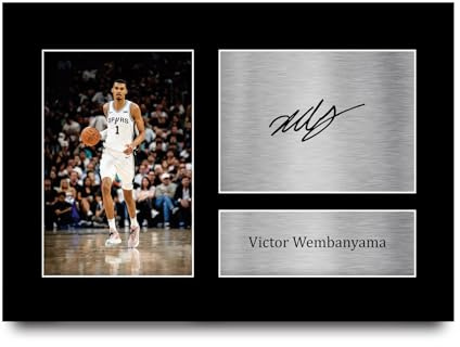 HWC Trading A4 Victor Wembanyama San Antonio Basketball Geschenke Gedrucktes Signiertes Autogramm Foto für Fans von Basketball Memorabilien - A4