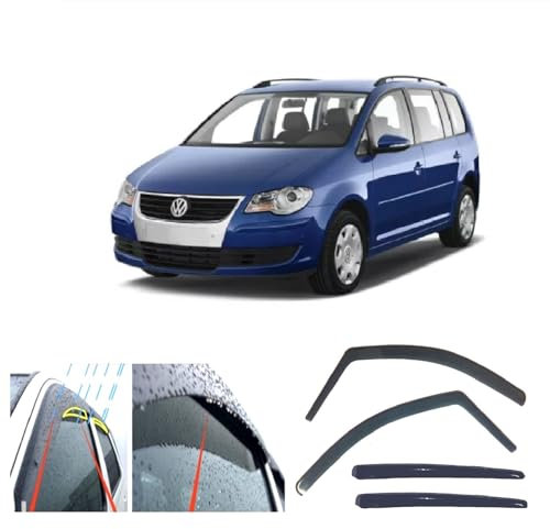 AC WOW 4 x Windabweiser kompatibel mit Volkswagen Touran 2003 2004 2005 2006 2007 2008 2009 2010 2011 2012 2013 2014 2015 Acryl Sonnenblenden Regen Wetterschutz