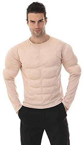 EraSpooky Chemise musculaire pour hommes accessoire de Costume d'halloween pour bodybuilder chemise musculaire rembourrée pour adultes M Beige