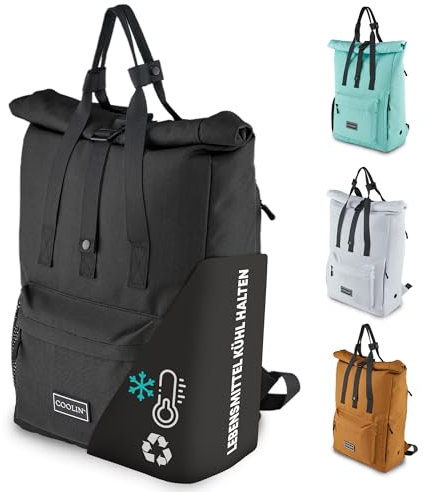 COOLIN`' Kühlrucksack 30L | Rucksack mit Kühlfach für Bier, Picknick, Getränke & Co | Kühltasche als Rucksack - praktisch & einfach | Thermo Rucksack für Strand oder Wanderungen (Schwarz)