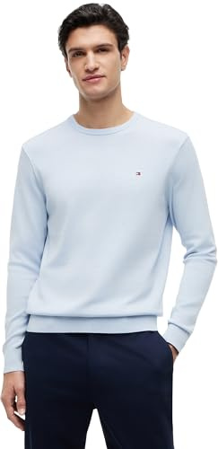 Tommy Hilfiger Men’s Essential Cotton Round Neck Jumper, Blue (Breezy Blue), XL