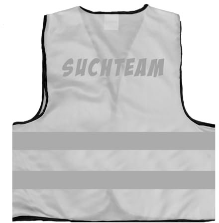 Suchteam - Mantrailing - Trailer Warnweste BZW. Signalweste mit reflektierendem Aufdruck - Größe L/XL, Weiss