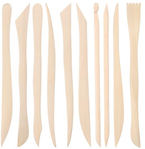 DIVINA VITAE 10Pcs Wooden Clay Sculpting Tools Double Ended Clay Modeling Tools 6.22 Inch Pottery Sculpting Tool for Cutting Soap Carving Smoothing Clays Supplies