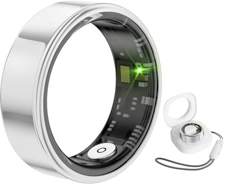 Pgtc Smart Ring,Fitness Ring für Männer und Frauen,Herzfrequenzmesser,Kalorienzähler,Schlaf-Tracker,Schrittzähler,Gesundheitsring,IP68 wasserdichter Smart Ring kompatibel mit Android iOS (Silber,12)