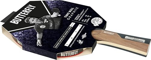 Butterfly® Timo Boll Graphite Tischtennisschläger | Tischtennis Racket Bat Profi & Wettkampf | trainierte Spieler | Zwei Verschiedene ITTF zertifizierter Beläge Flextra + Wakaba | konakve Griffform