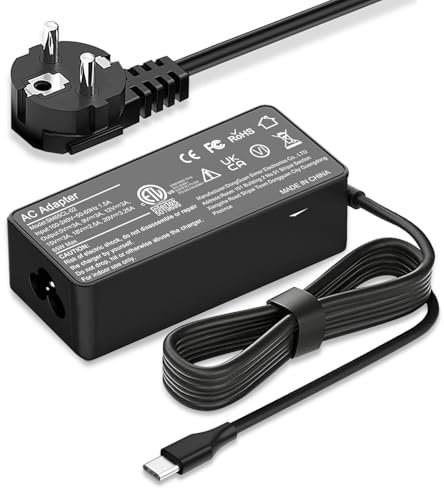 65w USB C Le Novo Chargeur d'ordinateur Portable Adaptateur d'alimentation pour Le Novo Thinkpad, Le Novo Yoga, Le Novo IdeaPad Yoga 720 730, Cordon d'alimentation pour Ordinateur Portable de Type C