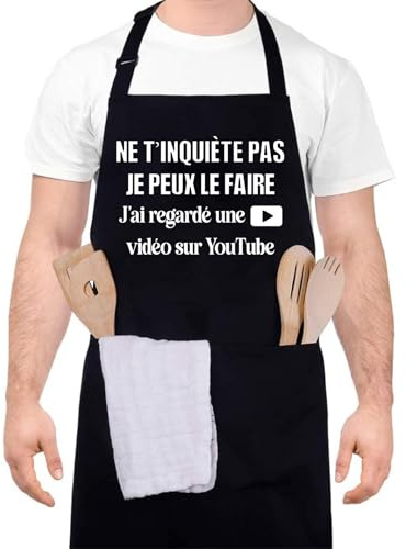 Halinuia Küchenschürze für Damen und Herren, Kochschürze, wasserdicht, verstellbar, personalisierbar, mit 2 Taschen für Kochen, Gartenarbeit, Restaurant, Grillen