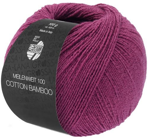 LANA GROSSA Meilenweit Cotton Bamboo | 4-fädiger Bambus Klassiker, waschmaschinenfest | Handstrickgarn aus 40% Baumwolle, 25% Schurwolle, Viskose | 100g Wolle zum Stricken & Häkeln | 420m Garn FB36