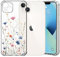 ChoosEU Transparent Hülle für iPhone 13 Weich TPU Silikon Case mit Blume Muster Motiv für Mädchen Frauen Dünne Handyhülle Stoßfeste Airbag Schutzhülle Durchsichtig Cover - Blau Rosa