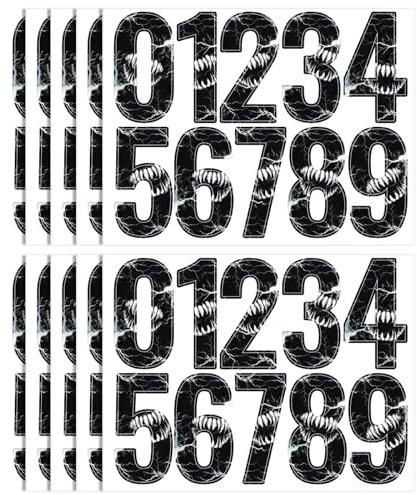 SAVITA 10 Sheets Mailbox Number Stickers, 4in Self-Adhesive House Numbers Label Tag Black Waterproof Vinyl Large Decals for Signs, Cars, Doors, Trash Can, Business, Address (Cartoon Style)