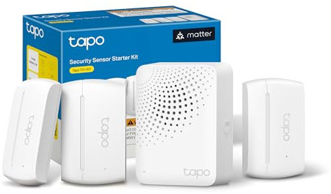 Tapo Door Sensor Starter KIT, Matter Compatible, 3X Smart Door Window Contact Sensor and 1x Smart Hub with Built-in Chime, Smart Automation, Real-Time Notification, T31 KIT