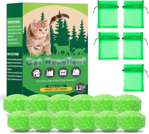 Lot de 12 répulsifs d'extérieur pour chats et chiens - Huile naturelle de menthe poivrée - Pour l'extérieur et l'intérieur - Éloigne durablement les chats du jardin et les meubles