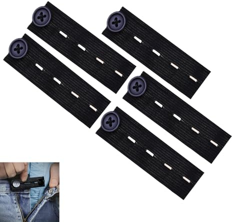 Hawfund 5er Pack Hosenbunderweiterung Schwarz Verstellbar (14cm) - Hosenerweiterung für Schwangerschaft, Büro & Alltag - Elastische Knopfverlängerung Damen Herren