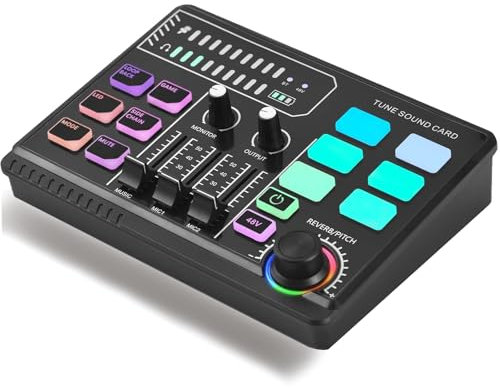 Mixer, Console Mixage Audio Pour Jeux Vidéo équipement Gaming Carte Son Rvb Interface Audio Avec Fonction Changeur Voix Bluetooth Pour Pc/Téléphone/Créateurs/Live/Youtube/Contrôle Personnalisé