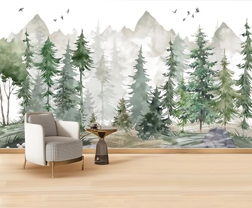 MWSSEGGE Papier Peint Panoramique Nature Arbres Jungle Forêt Tapisserie Murale pour Fille, Garçon - Décoration Murale - Papier Peint Chambre Enfant