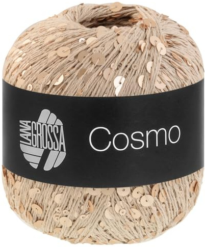 LANA GROSSA Cosmo | Beilaufgarn aus Baumwolle mit großen und kleinen Pailletten | Handstrickgarn aus 100% Baumwolle | 100g Wolle zum Stricken & Häkeln | 260m GarnFB 10
