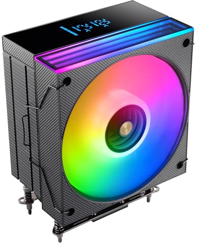 Mars Gaming MCPU-LCD, Dissipatore CPU 300W TDP, 6x Heatpipes HCT, Ventola 120mm, Schermo LCD, ARGB Dual Zone Infinity Mirror, Nucleo di Rame Iperbilanciato, Compatibilità Intel e AMD, Nero
