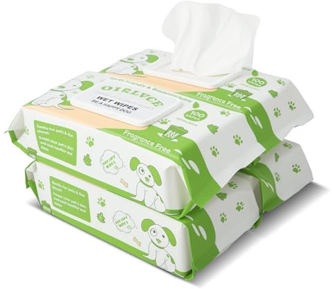 OIRLVCE 400Pcs Pet Wet Wipes, Hypoallergenic, Cleaning and Hydrating | for Full Body, Ear Wipes, bum & paw, Fragrance Free, Dog Grooming Wipes