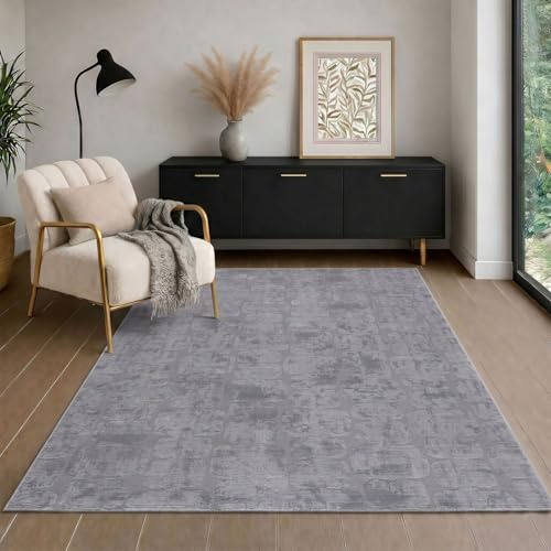 VIMODA Teppich Modern Wohnzimmer Schlafzimmer Rechteck 3D Effekt Hoch&Tief Pflegeleicht,Farbe:Grau;Maße:120x170 cm