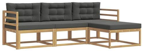 vidaXL Outdoor-Sofagarnitur 4 pcs Weiß und Anthrazit Polyester, Moderne Garten-Sofagarnitur, wetterfest, Bequeme Loungemöbel, stylische Sitzmöglichkeiten für den Hof