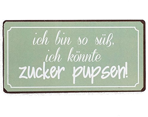 Vintage Magnet mit Sprüchen und Weisheiten im Shabby Look (Ich könnte Zucker pupsen)
