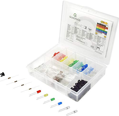 Quadrios LED-Sortiment Rot, Grün, Gelb, Blau, Kaltweiß, Warmweiß 5 mm 20 mA 3.0 V