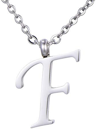 Morella Damen Halskette mit Buchstabe F Anhänger Edelstahl Silber in Schmuckbeutel