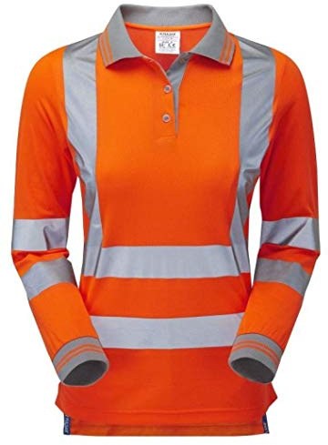 PULSAR PR703 Rail Spec Ladies Long Sleeve Polo Shirt, Orange